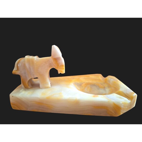 VINTAGE MEXICO Hand Carved Ashtray ONYX Burro 4 1/4" - Picture 2 of 4